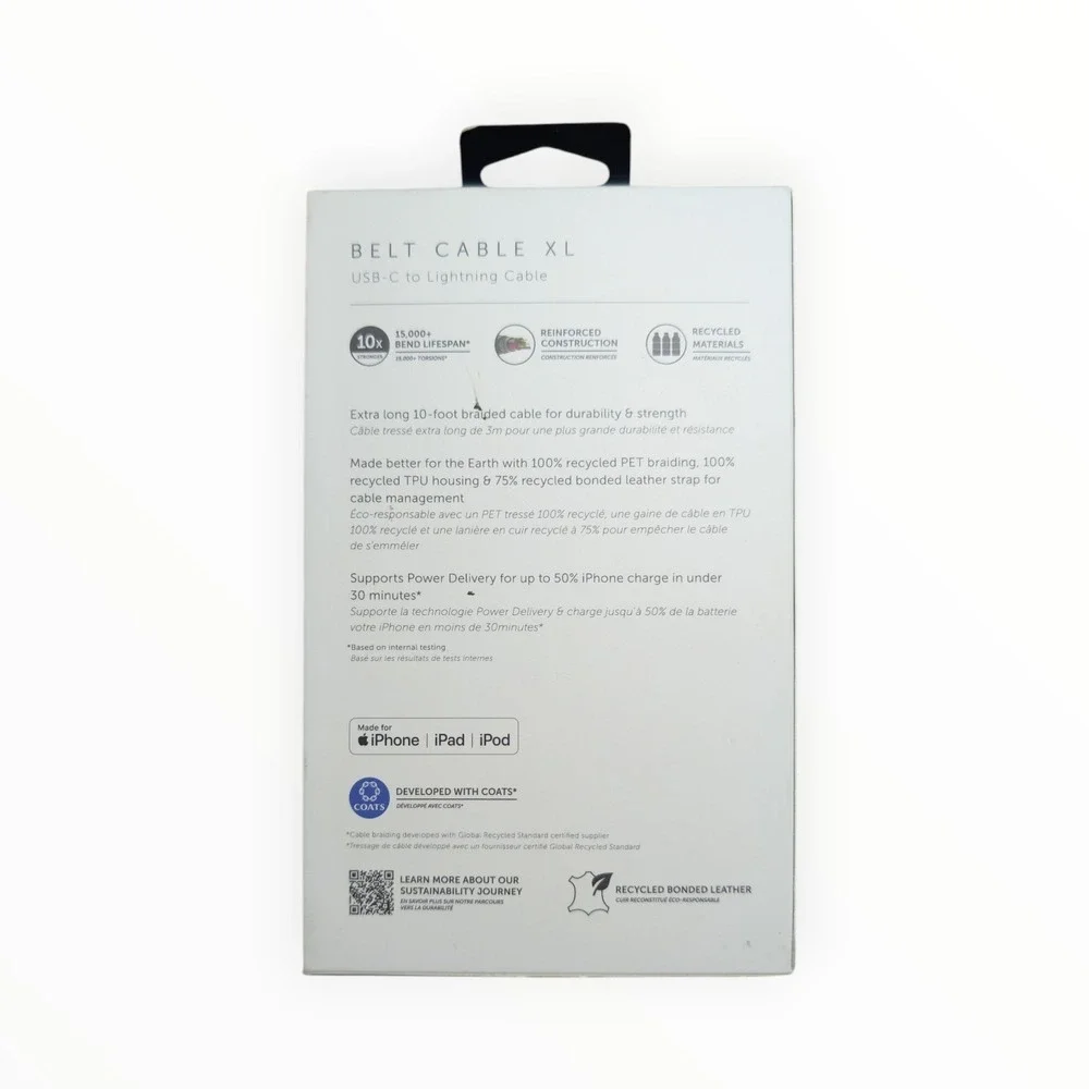 K5-N Native Union Belt Charging Cable XL 10ft USB-C to Lighting‎ - Black